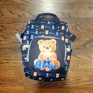 AMIR teddy bear print backpack